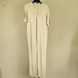 Emanuel Ungaro Beige Knit Long Open Front Sweater Robe Small Rayon